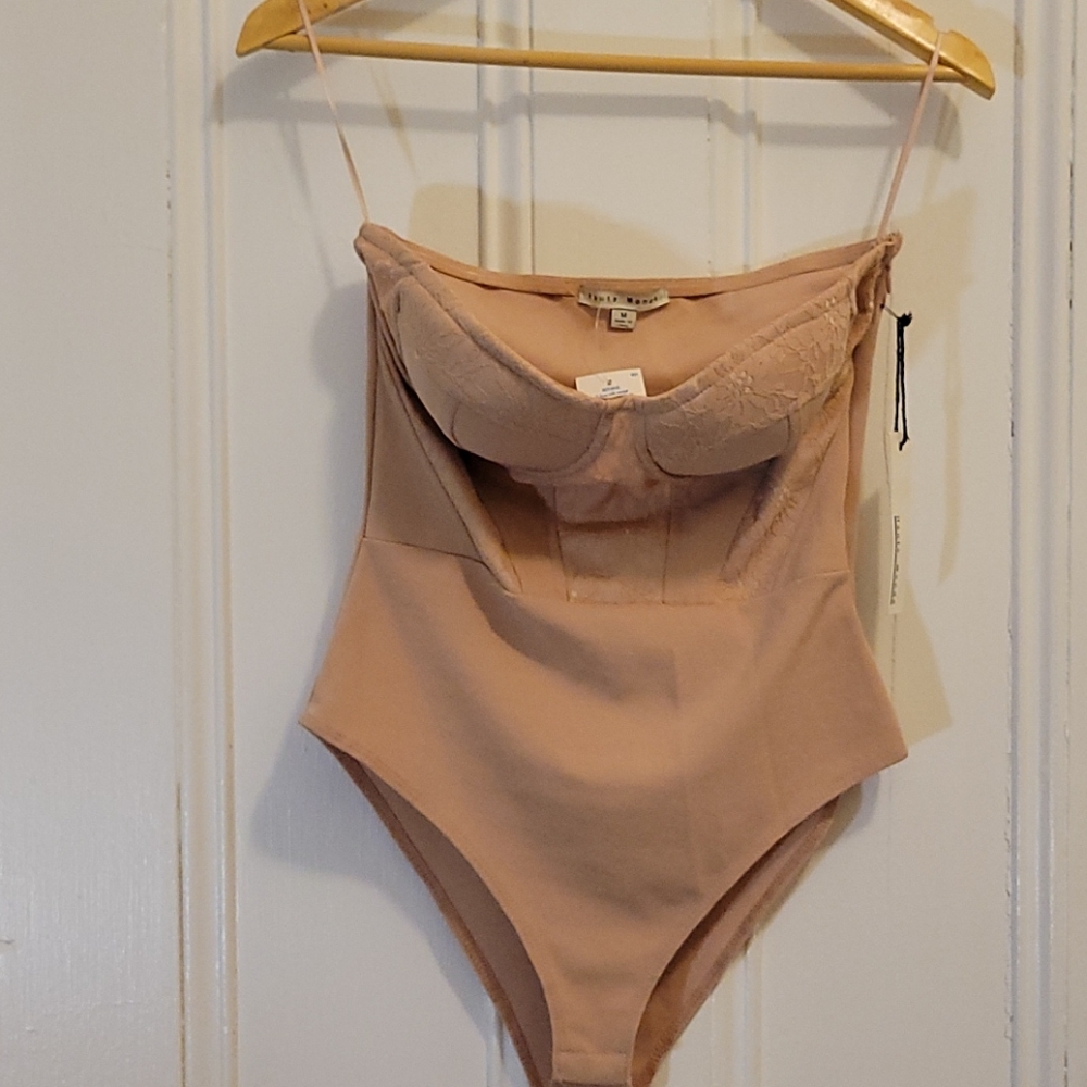 Haute Monde- Medium Blush tube top bodysuit w clip